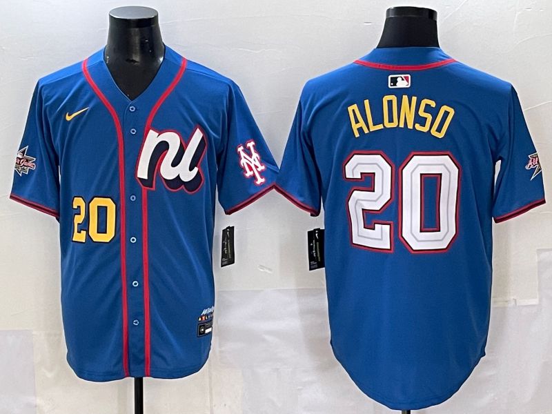 Men 2025 New York Mets 20 Alonso Blue All star Nike MLB Jersey style 5